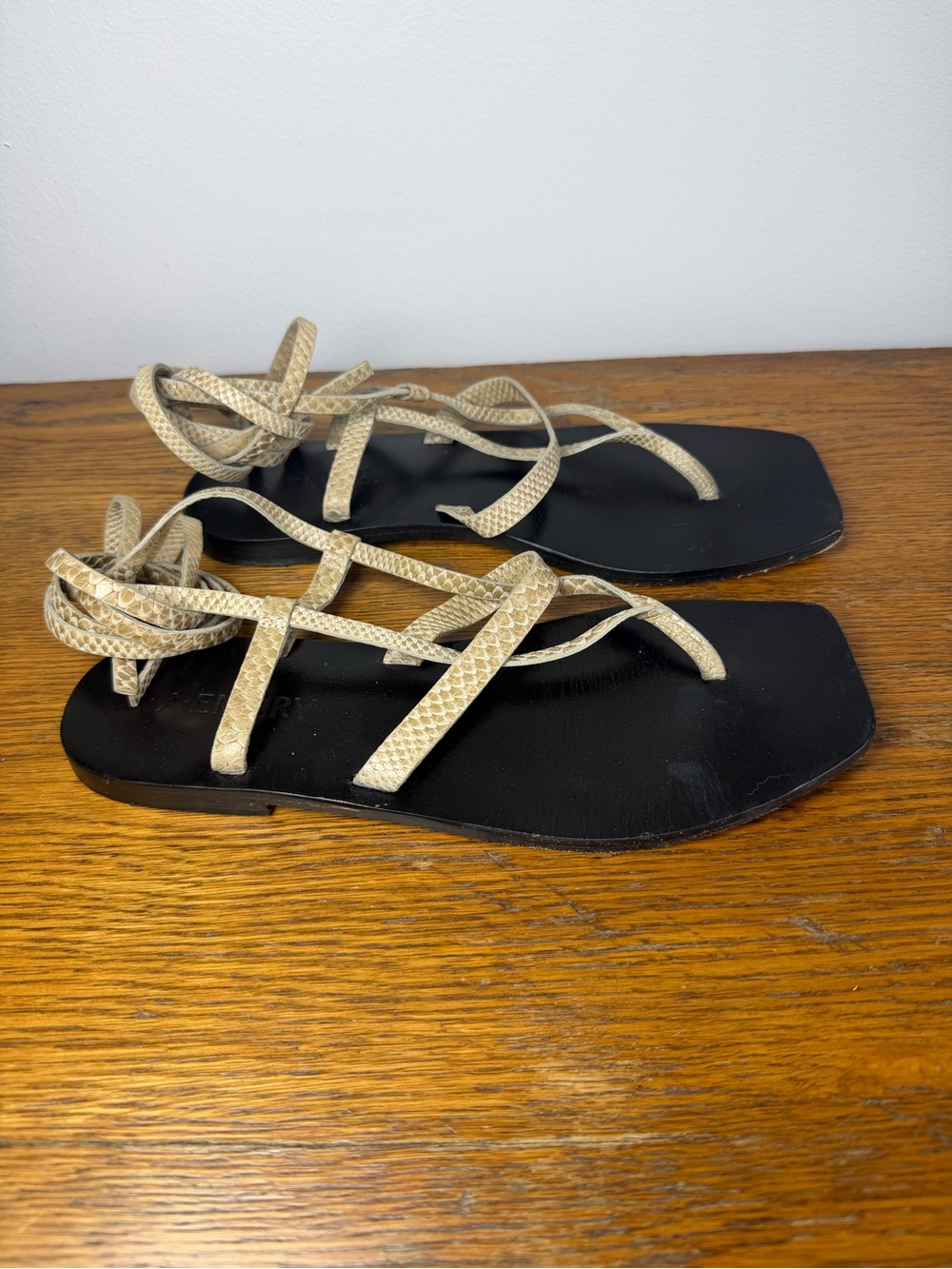 A Emery Size 39 • Python Leather Strappy Wrap Gladiator Sandals.